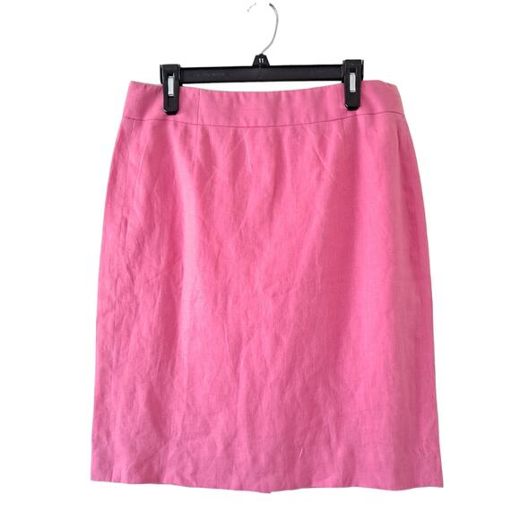 J. Crew Pink Women's 100% Linen Knee Length Straight Skirt with Lining -10 - Picture 3 of 11